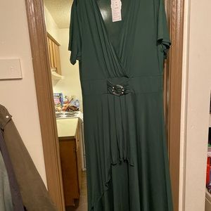 Hunter green high lo dress